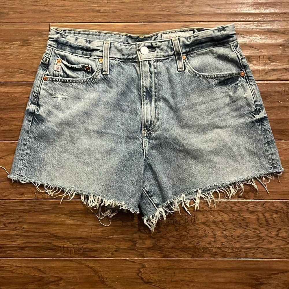 AG Adriano Goldschmied Light Blue Denim Cutoff Jean Shorts 30